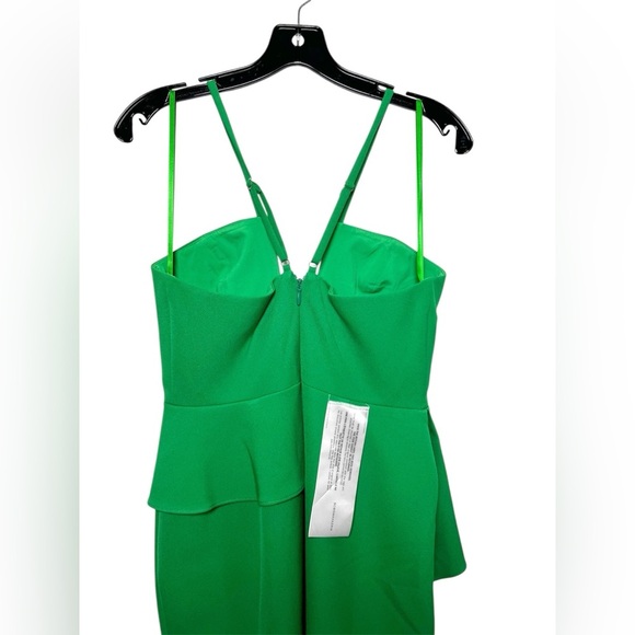 BCBGMAXAZRIA Daphne Peplum Crepe Evening Gown Malachite Green Womens Size 6 - Picture 7 of 9